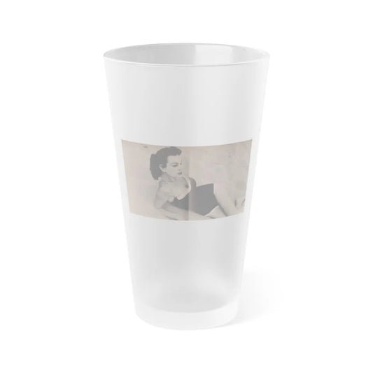 Pamela Duncan #20 - Night and Day Oversized Mag. Feb. '55 - 1 Cropped B&W Photo (Vintage Female Icon) Frosted Pint Glass 16oz-16oz-Frosted-Go Mug Yourself