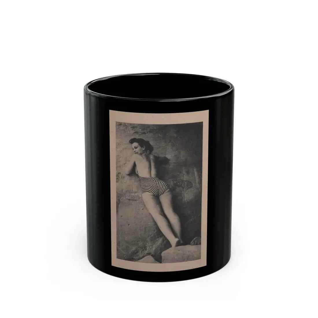 Pamela Duncan #21 - Night and Day Oversized Mag. Feb. '55 - 1 Cropped B&W Photo (Vintage Female Icon) Black Coffee Mug 11oz - Go Mug Yourself