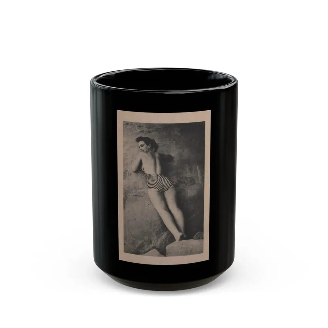Pamela Duncan #21 - Night and Day Oversized Mag. Feb. '55 - 1 Cropped B&W Photo (Vintage Female Icon) Black Coffee Mug 15oz - Go Mug Yourself