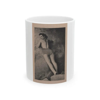 Pamela Duncan #21 - Night and Day Oversized Mag. Feb. '55 - 1 Cropped B&W Photo (Vintage Female Icon) White Coffee Mug 11oz - Go Mug Yourself