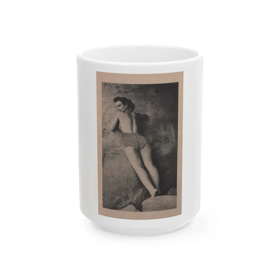 Pamela Duncan #21 - Night and Day Oversized Mag. Feb. '55 - 1 Cropped B&W Photo (Vintage Female Icon) White Coffee Mug 15oz - Go Mug Yourself