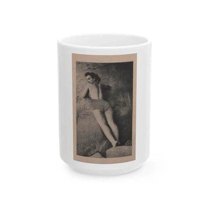 Pamela Duncan #21 - Night and Day Oversized Mag. Feb. '55 - 1 Cropped B&W Photo (Vintage Female Icon) White Coffee Mug 15oz - Go Mug Yourself