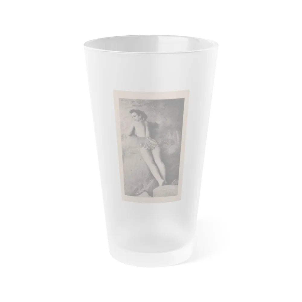 Pamela Duncan #21 - Night and Day Oversized Mag. Feb. '55 - 1 Cropped B&W Photo (Vintage Female Icon) Frosted Pint Glass 16oz-16oz-Frosted-Go Mug Yourself