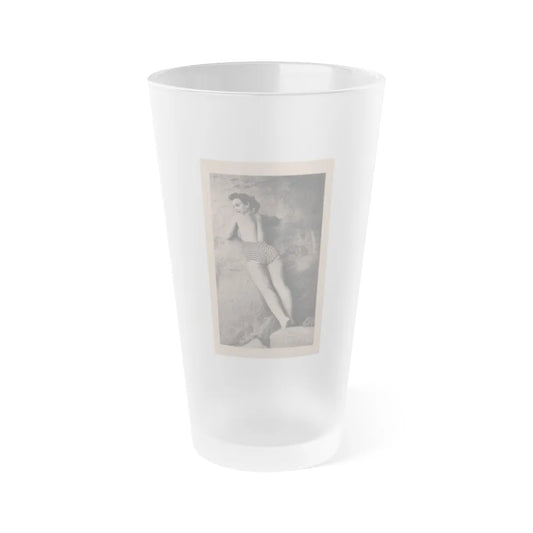 Pamela Duncan #21 - Night and Day Oversized Mag. Feb. '55 - 1 Cropped B&W Photo (Vintage Female Icon) Frosted Pint Glass 16oz-16oz-Frosted-Go Mug Yourself
