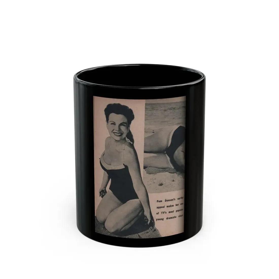 Pamela Duncan #24 - PHOTO Digest Mag. March '55 - 1 B&W Photo (Vintage Female Icon) Black Coffee Mug 11oz - Go Mug Yourself
