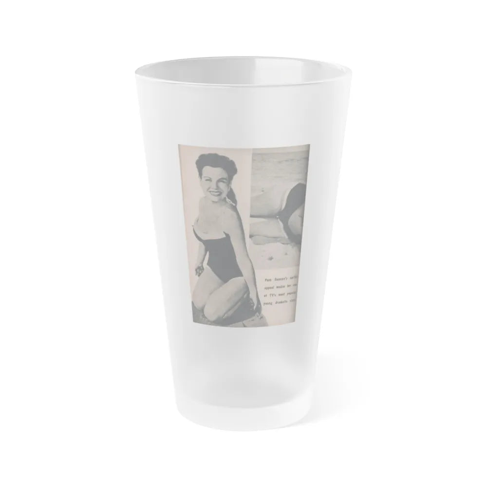 Pamela Duncan #24 - PHOTO Digest Mag. March '55 - 1 B&W Photo (Vintage Female Icon) Frosted Pint Glass 16oz-16oz-Frosted-Go Mug Yourself