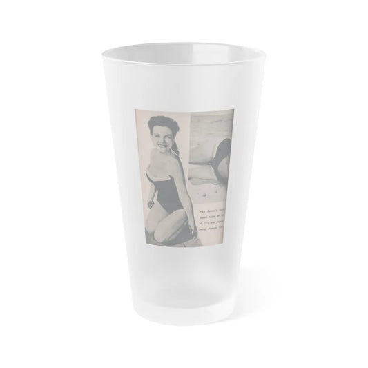 Pamela Duncan #24 - PHOTO Digest Mag. March '55 - 1 B&W Photo (Vintage Female Icon) Frosted Pint Glass 16oz-16oz-Frosted-Go Mug Yourself