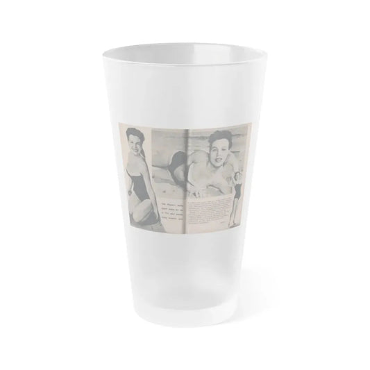 Pamela Duncan #25 - PHOTO Digest Mag. March '55 - 3 B&W Photos & Article (Vintage Female Icon) Frosted Pint Glass 16oz 16oz Frosted - Go Mug Yourself