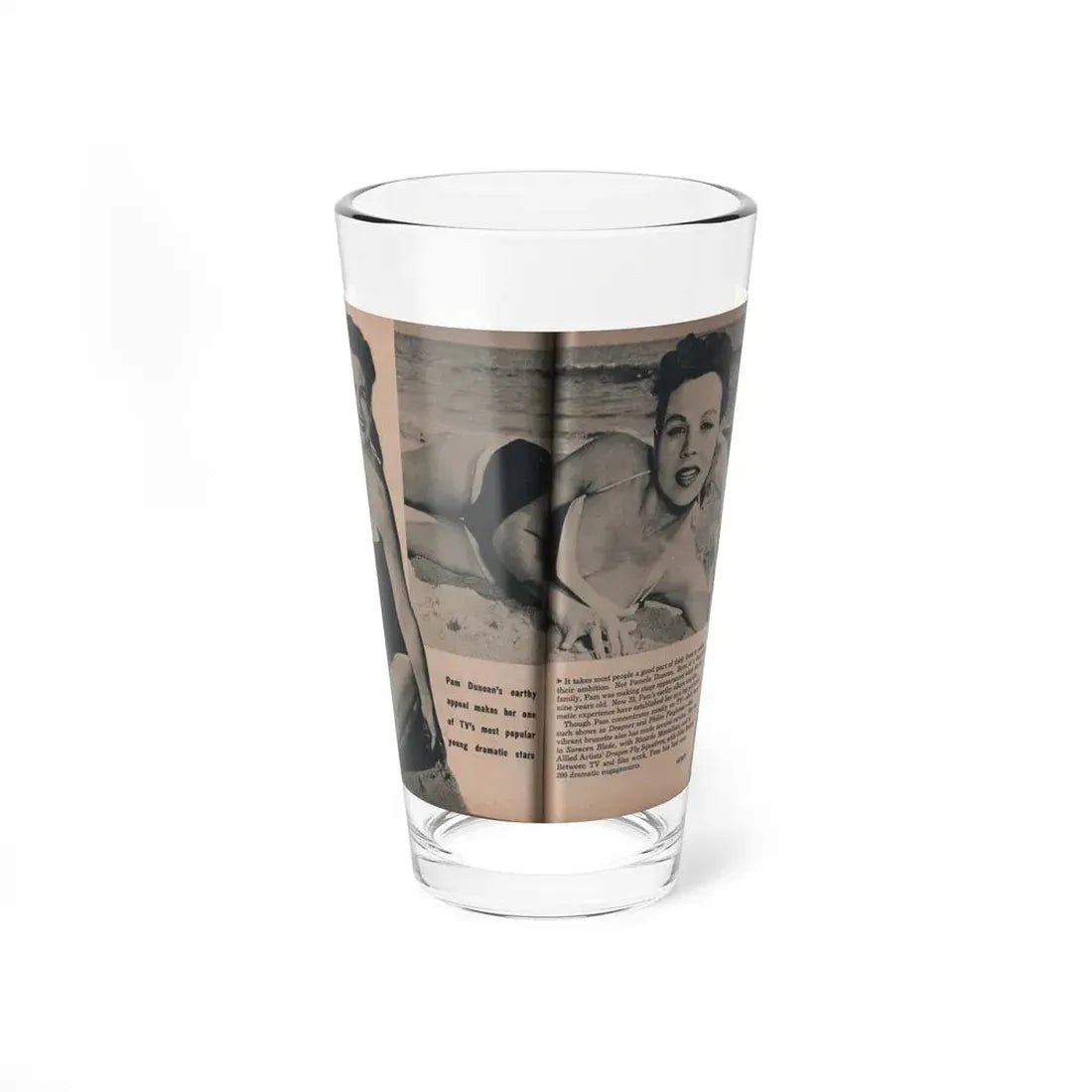 Pamela Duncan #25 - PHOTO Digest Mag. March '55 - 3 B&W Photos & Article (Vintage Female Icon) Pint Glass 16oz 16oz - Go Mug Yourself