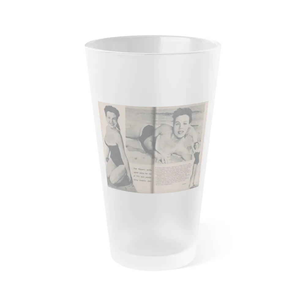 Pamela Duncan #25 - PHOTO Digest Mag. March '55 - 3 B&W Photos & Article (Vintage Female Icon) Frosted Pint Glass 16oz-16oz-Frosted-Go Mug Yourself