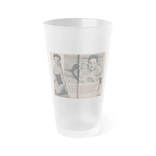 Pamela Duncan #25 - PHOTO Digest Mag. March '55 - 3 B&W Photos & Article (Vintage Female Icon) Frosted Pint Glass 16oz-16oz-Frosted-Go Mug Yourself