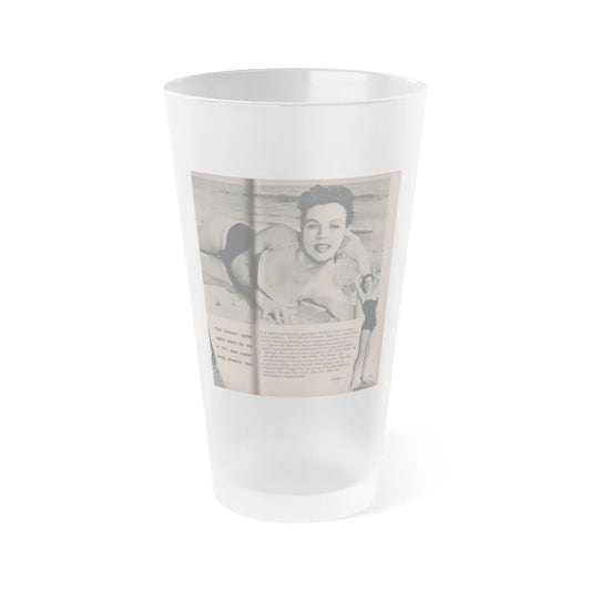 Pamela Duncan #26 - PHOTO Digest Mag. March '55 - 2 B&W Photos & Short Article (Vintage Female Icon) Frosted Pint Glass 16oz-16oz-Frosted-Go Mug Yourself