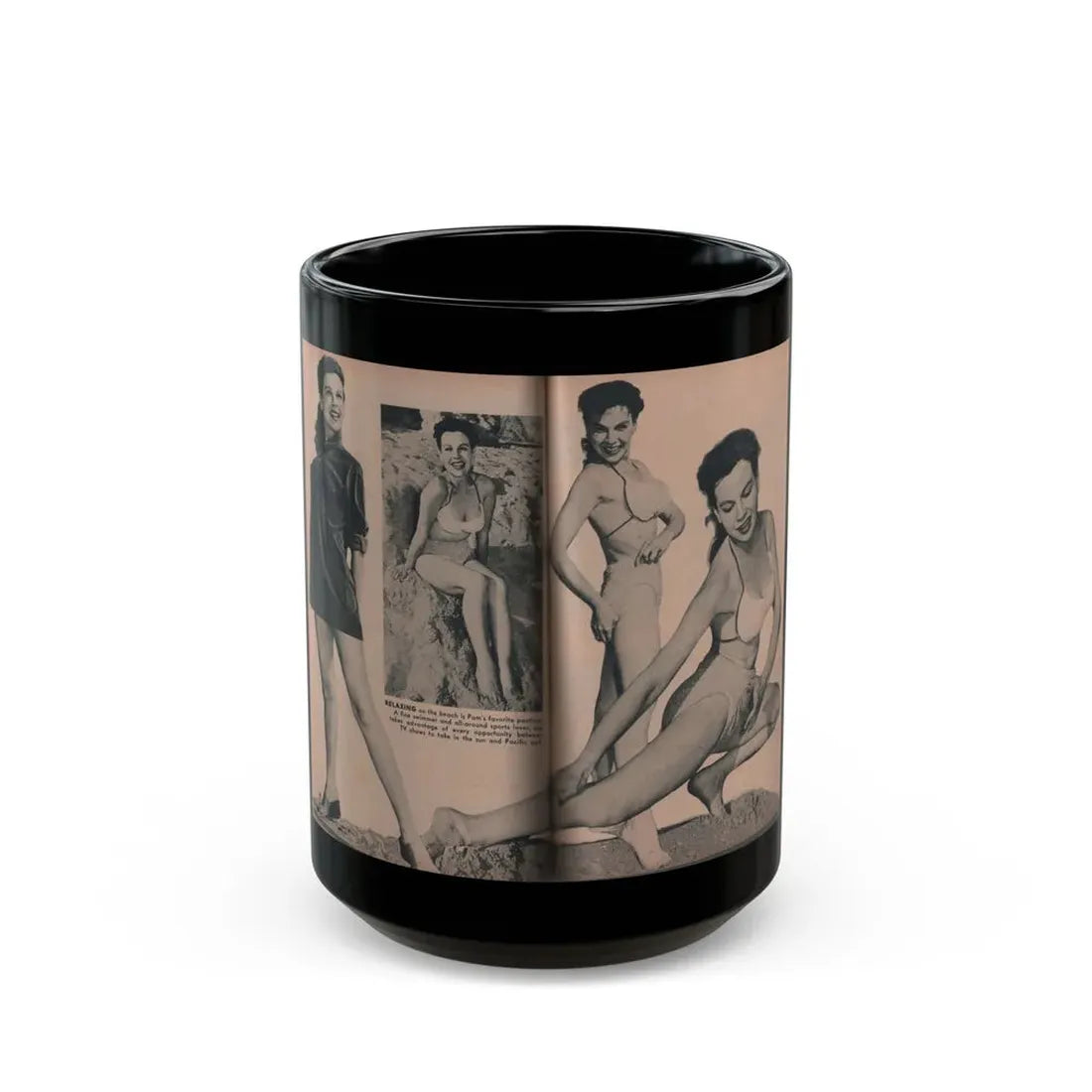 Pamela Duncan #27 - PHOTO Digest Mag. March '55 - 4 B&W Photos (Vintage Female Icon) Black Coffee Mug 15oz - Go Mug Yourself