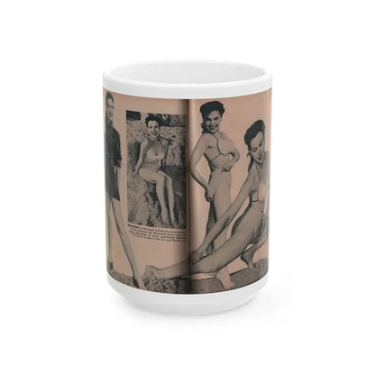 Pamela Duncan #27 - PHOTO Digest Mag. March '55 - 4 B&W Photos (Vintage Female Icon) White Coffee Mug 15oz - Go Mug Yourself