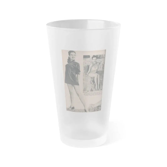 Pamela Duncan #28 - PHOTO Digest Mag. March '55 - 2 B&W Photos (Vintage Female Icon) Frosted Pint Glass 16oz 16oz Frosted - Go Mug Yourself