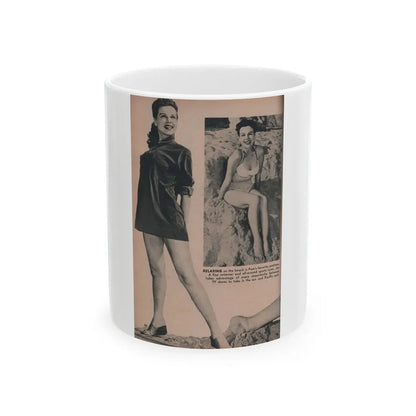 Pamela Duncan #28 - PHOTO Digest Mag. March '55 - 2 B&W Photos (Vintage Female Icon) White Coffee Mug 11oz - Go Mug Yourself
