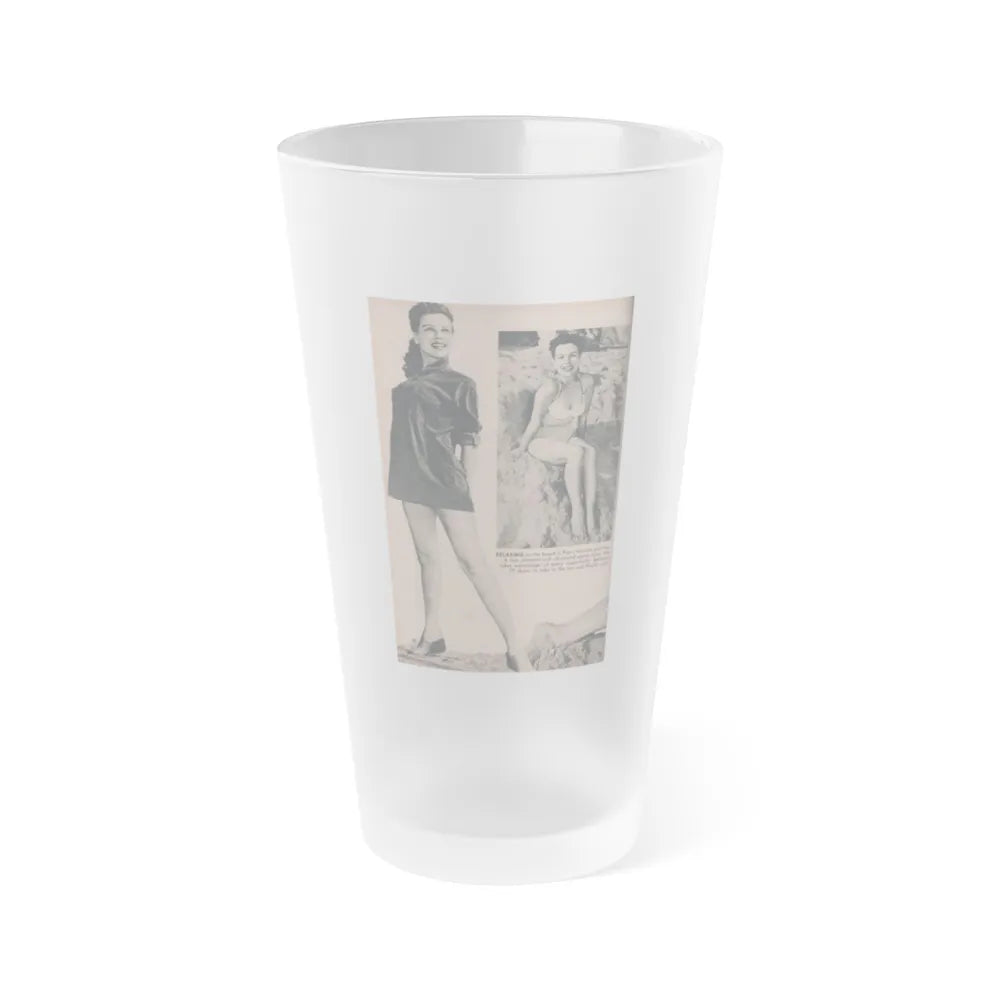Pamela Duncan #28 - PHOTO Digest Mag. March '55 - 2 B&W Photos (Vintage Female Icon) Frosted Pint Glass 16oz-16oz-Frosted-Go Mug Yourself