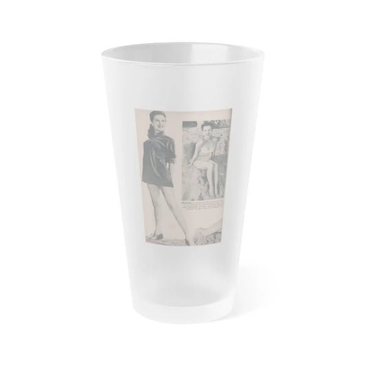 Pamela Duncan #28 - PHOTO Digest Mag. March '55 - 2 B&W Photos (Vintage Female Icon) Frosted Pint Glass 16oz-16oz-Frosted-Go Mug Yourself