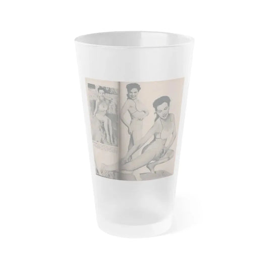 Pamela Duncan #29 - PHOTO Digest Mag. March '55 - 3 B&W Photos (Vintage Female Icon) Frosted Pint Glass 16oz 16oz Frosted - Go Mug Yourself