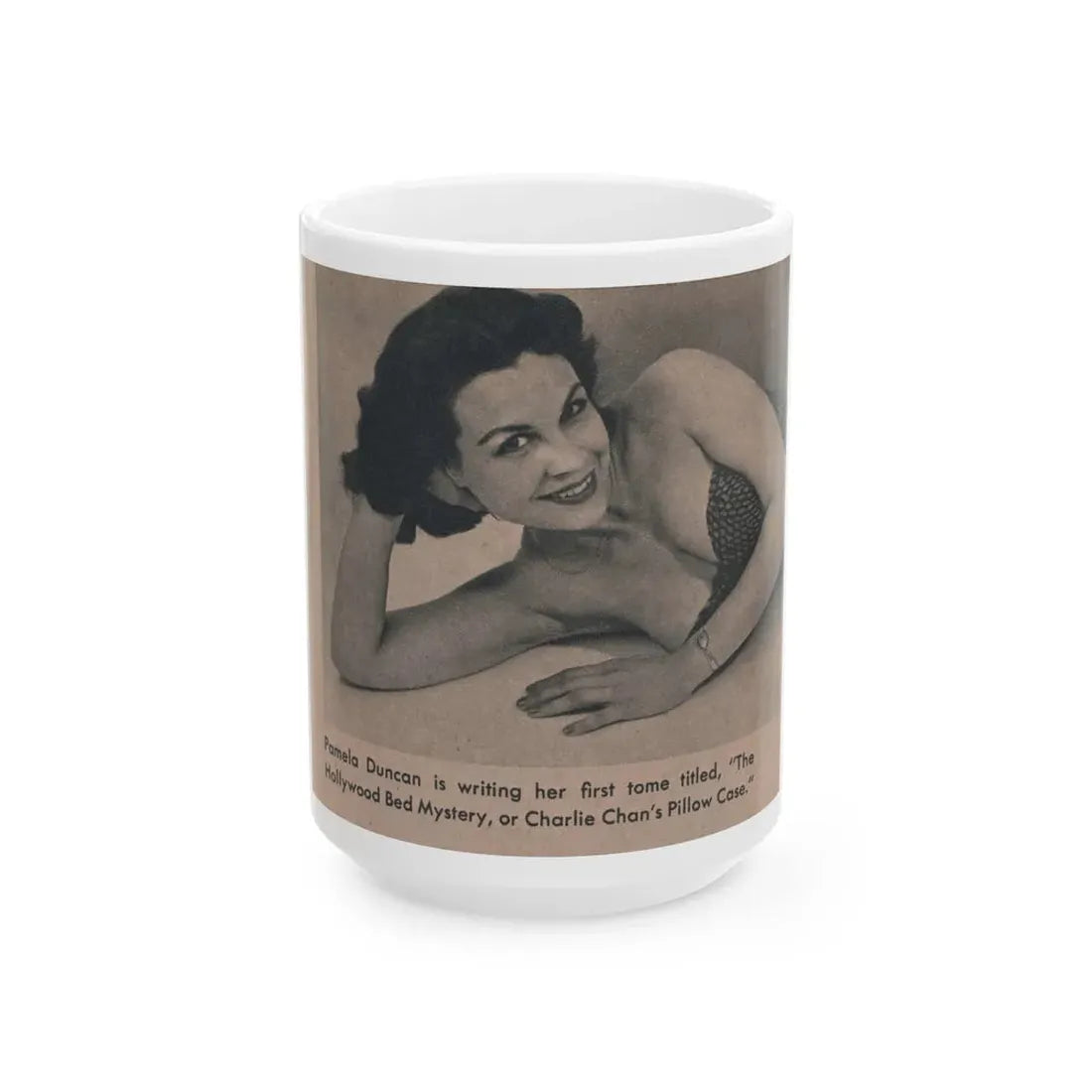 Pamela Duncan #31 - GALA Mag. March '56 - 1 Small B&W Photo (Vintage Female Icon) White Coffee Mug 15oz - Go Mug Yourself