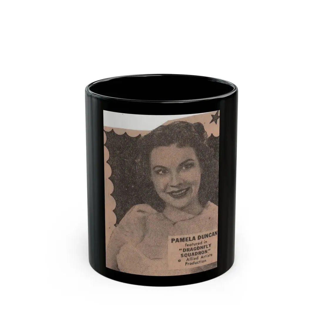 Pamela Duncan #35 - 3x2 Clipping (Vintage Female Icon) Black Coffee Mug 11oz - Go Mug Yourself
