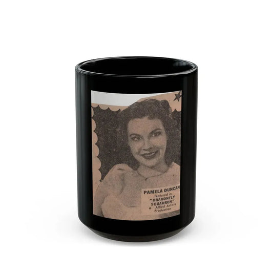 Pamela Duncan #35 - 3x2 Clipping (Vintage Female Icon) Black Coffee Mug 15oz - Go Mug Yourself