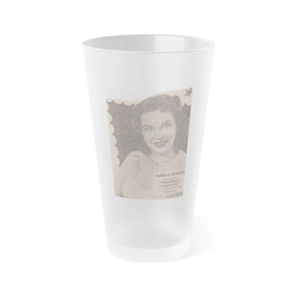 Pamela Duncan #35 - 3x2 Clipping (Vintage Female Icon) Frosted Pint Glass 16oz-16oz-Frosted-Go Mug Yourself