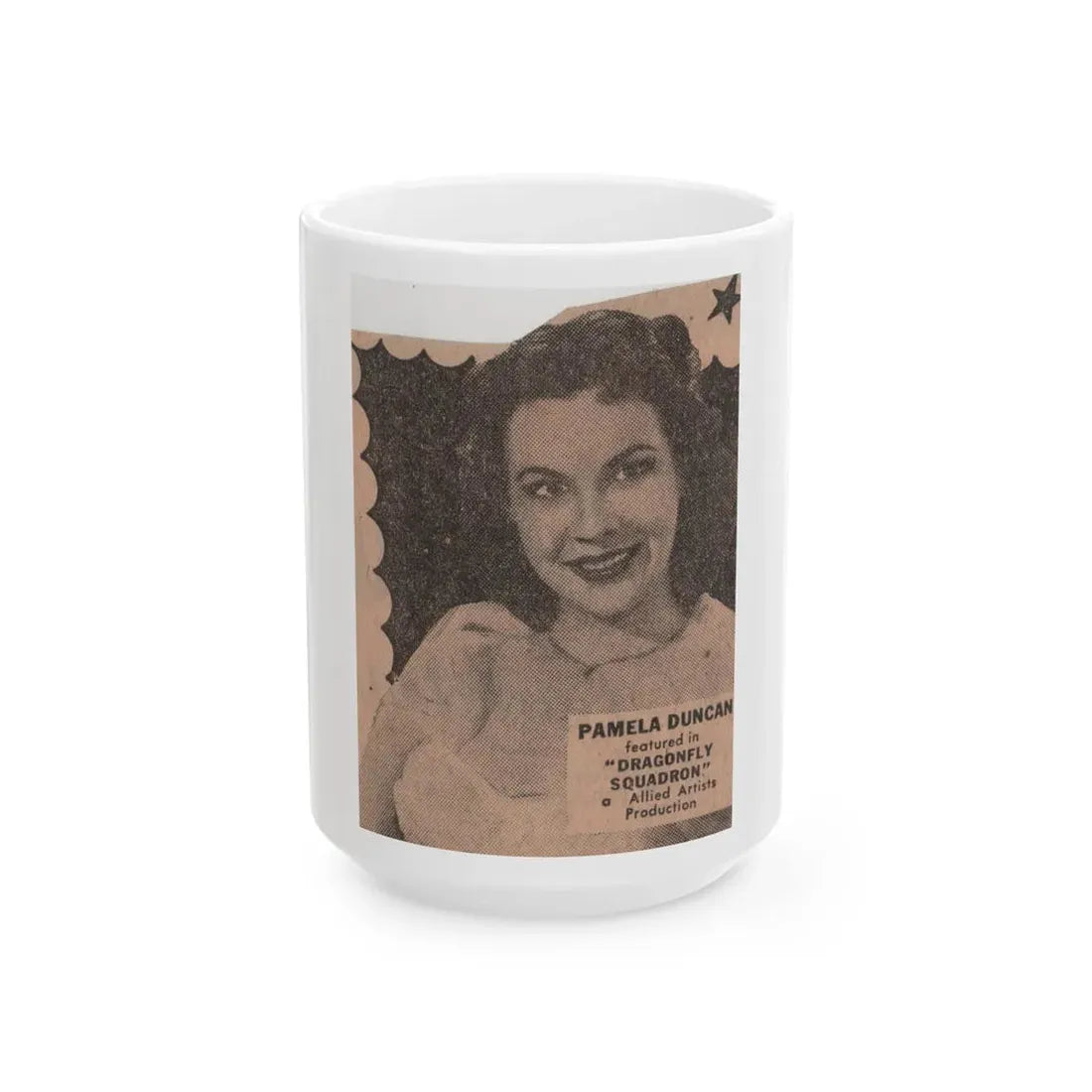 Pamela Duncan #35 - 3x2 Clipping (Vintage Female Icon) White Coffee Mug 15oz - Go Mug Yourself