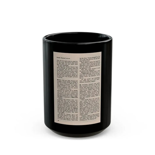 Pamela Duncan #38 - 5x7 Artricle continued no photo (Vintage Female Icon) Black Coffee Mug 15oz - Go Mug Yourself