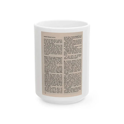 Pamela Duncan #38 - 5x7 Artricle continued no photo (Vintage Female Icon) White Coffee Mug 15oz - Go Mug Yourself