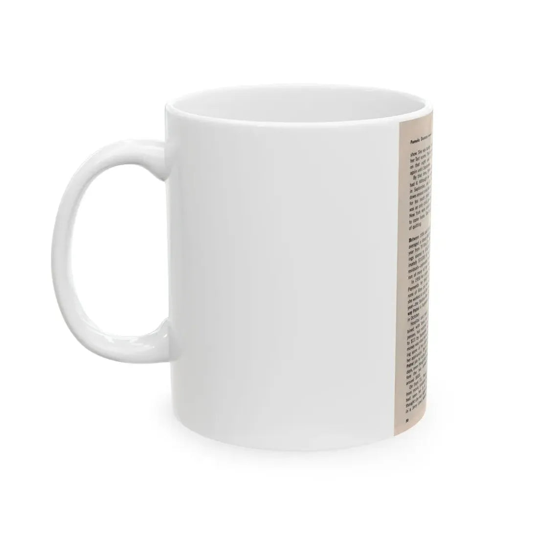 Pamela Duncan #38 - 5x7 Artricle continued no photo (Vintage Female Icon) White Coffee Mug - Go Mug Yourself
