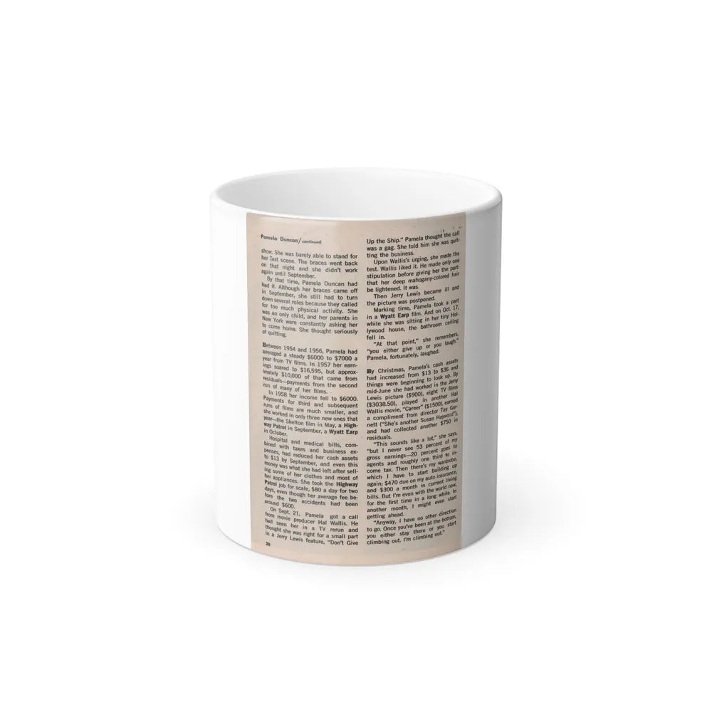 Pamela Duncan #38 - 5x7 Artricle continued no photo (Vintage Female Icons) Color Changing Mug 11oz-11oz-Go Mug Yourself