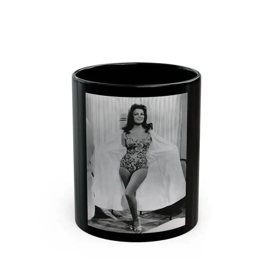 Pamela Tiffin #55 - 8x10 B&W Full Body 1 Piece Swimsuit Cheesecake Photo Hi-Res Re-Print (Vintage Female Icon) Black Coffee Mug 11oz - Go Mug Yourself