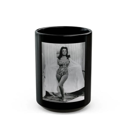Pamela Tiffin #55 - 8x10 B&W Full Body 1 Piece Swimsuit Cheesecake Photo Hi-Res Re-Print (Vintage Female Icon) Black Coffee Mug 15oz - Go Mug Yourself
