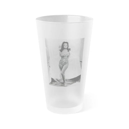 Pamela Tiffin #55 - 8x10 B&W Full Body 1 Piece Swimsuit Cheesecake Photo Hi-Res Re-Print (Vintage Female Icon) Frosted Pint Glass 16oz-16oz-Frosted-Go Mug Yourself