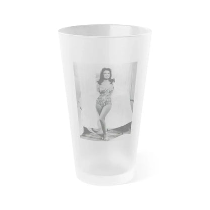 Pamela Tiffin #55 - 8x10 B&W Full Body 1 Piece Swimsuit Cheesecake Photo Hi-Res Re-Print (Vintage Female Icon) Frosted Pint Glass 16oz 16oz Frosted - Go Mug Yourself