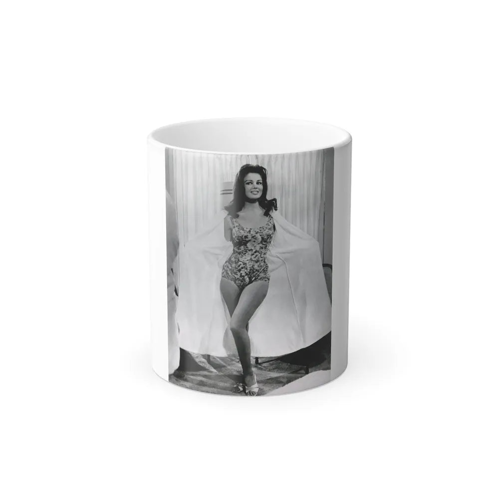 Pamela Tiffin #55 - 8x10 B&W Full Body 1 Piece Swimsuit Cheesecake Photo Hi-Res Re-Print (Vintage Female Icons) Color Changing Mug 11oz-11oz-Go Mug Yourself