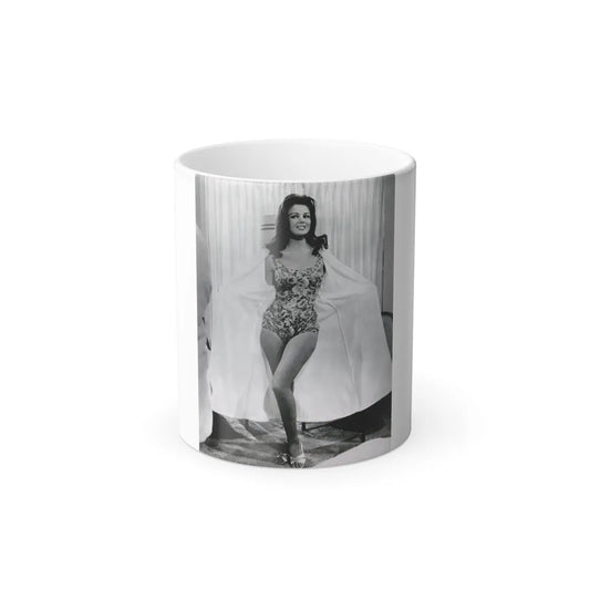 Pamela Tiffin #55 - 8x10 B&W Full Body 1 Piece Swimsuit Cheesecake Photo Hi-Res Re-Print (Vintage Female Icons) Color Changing Mug 11oz-11oz-Go Mug Yourself