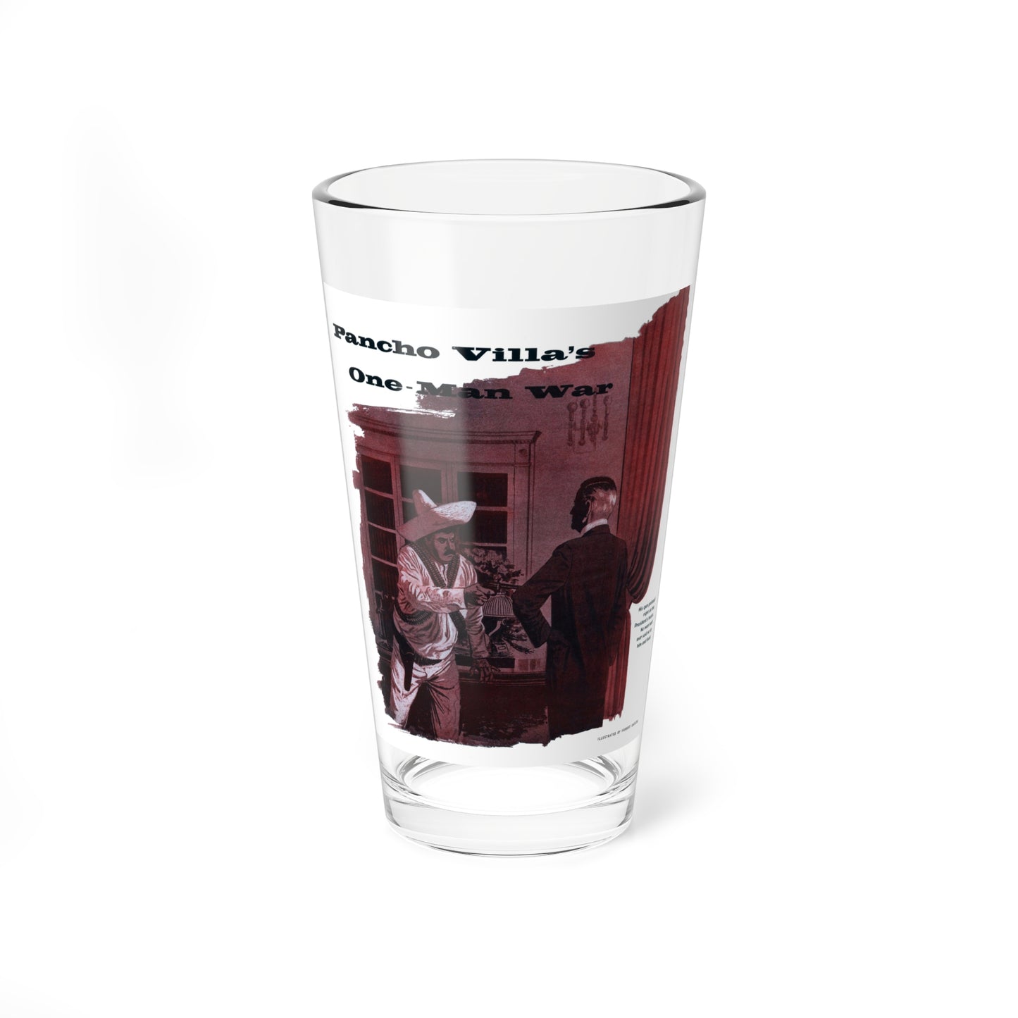 Pancho Villa's One-Man War, Cosmopolitan, February 1953 (Magazine Illustration) Pint Glass 16oz-16oz-Go Mug Yourself