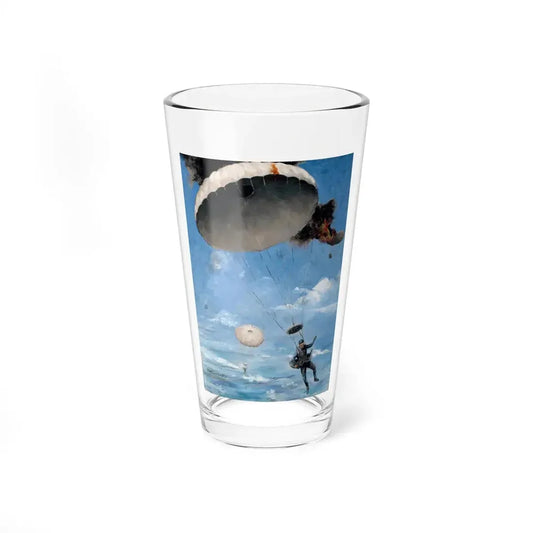 Parachuting to Safety, The Saturday Evening Post story illustration (Magazine Illustration) Pint Glass 16oz 16oz - Go Mug Yourself