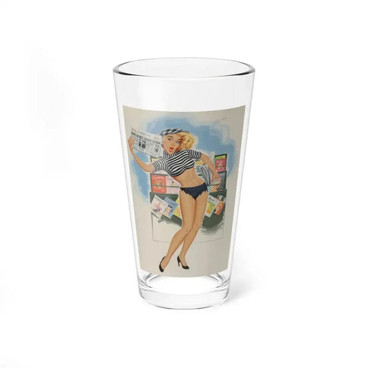 Paris Decrees Lighter Clothing!, Brown & Bigelow calendar illustration, 1964 (Magazine Illustration) Pint Glass 16oz 16oz - Go Mug Yourself