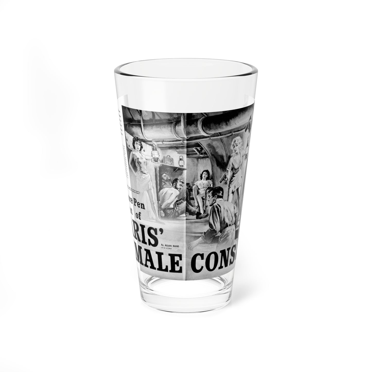 Paris' Female Cons, Action For Men, November 1964 (Magazine Illustration) Pint Glass 16oz-16oz-Go Mug Yourself