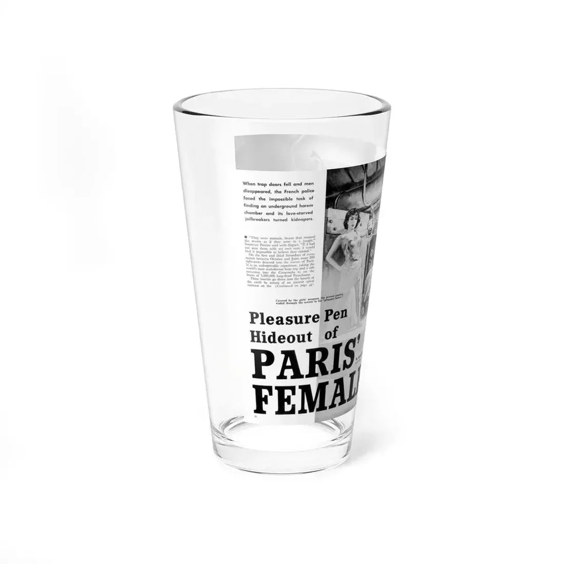Paris' Female Cons, Action For Men, November 1964 (Magazine Illustration) Pint Glass 16oz - Go Mug Yourself