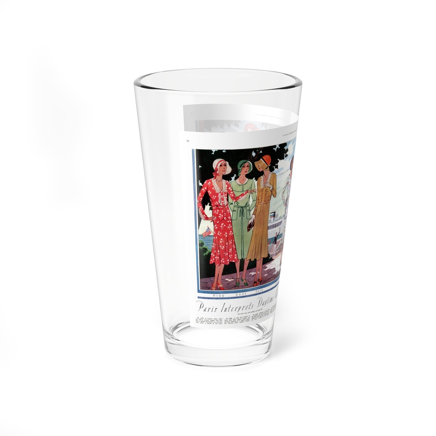 Paris Interprets Daytime Chic..., McCall's, August 1930 (Magazine Illustration) Pint Glass 16oz-Go Mug Yourself