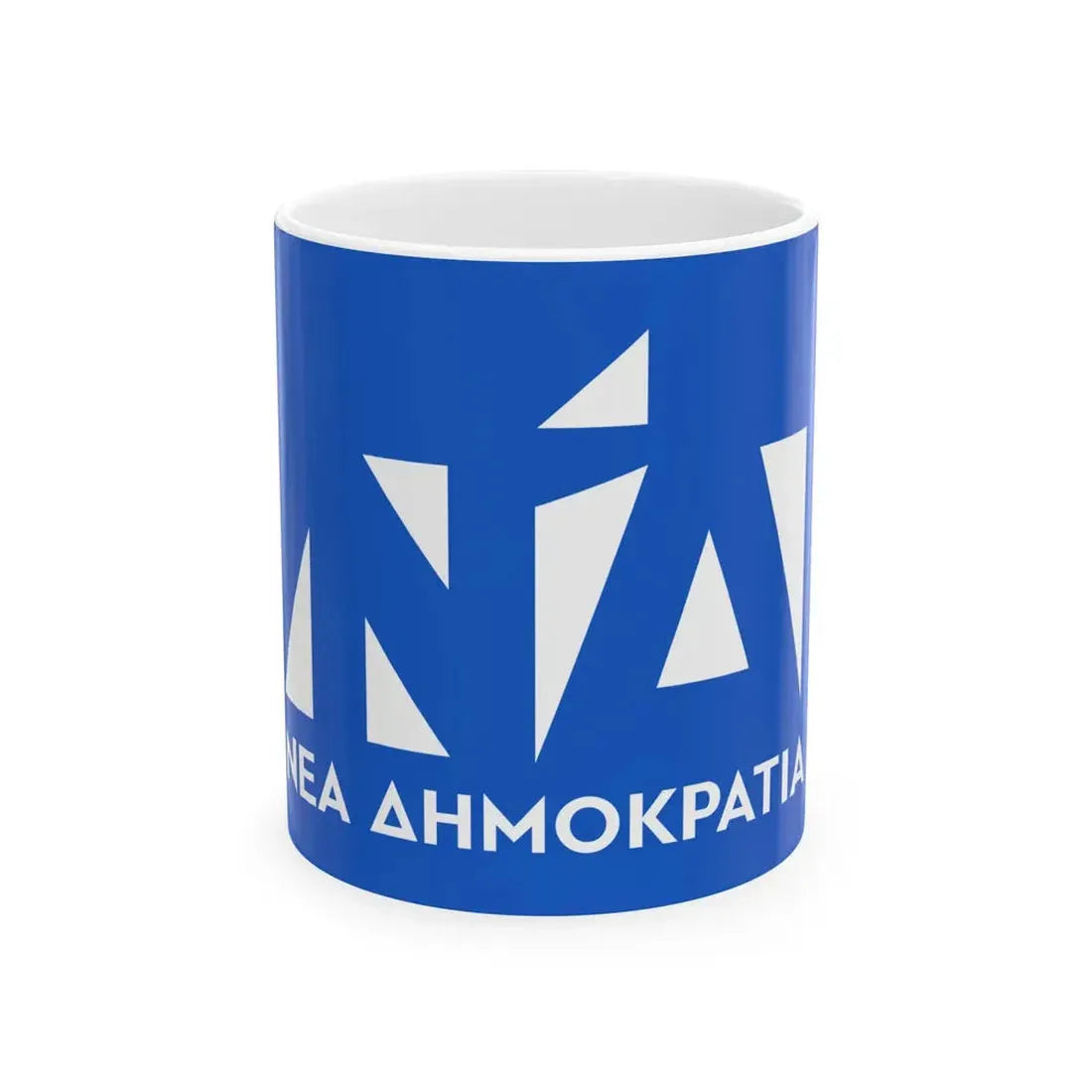 Party flag of New Democracy (Greece) White Coffee Mug 11oz - Go Mug Yourself