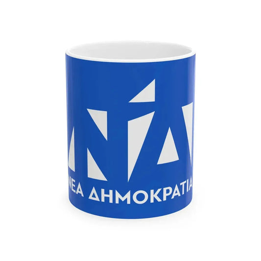 Party flag of New Democracy (Greece) White Coffee Mug 11oz - Go Mug Yourself
