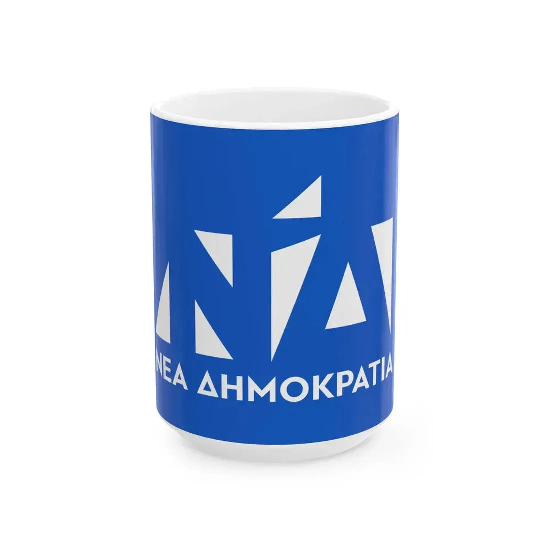 Party flag of New Democracy (Greece) White Coffee Mug 15oz - Go Mug Yourself