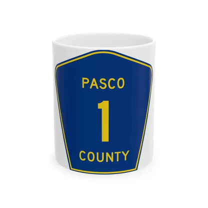 Pasco County 1 (Florida) (Road Sign) White Coffee Mug 11oz - Go Mug Yourself