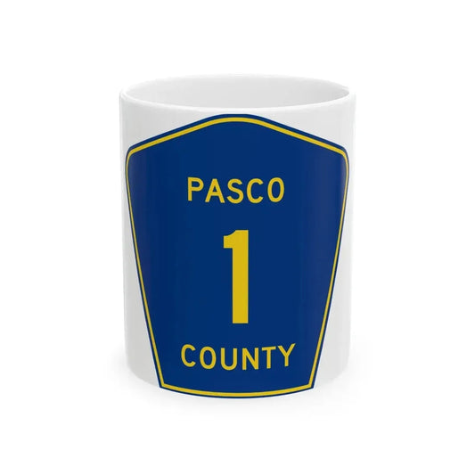 Pasco County 1 (Florida) (Road Sign) White Coffee Mug 11oz - Go Mug Yourself