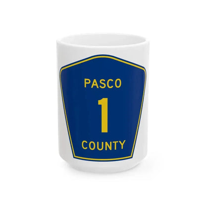 Pasco County 1 (Florida) (Road Sign) White Coffee Mug 15oz - Go Mug Yourself
